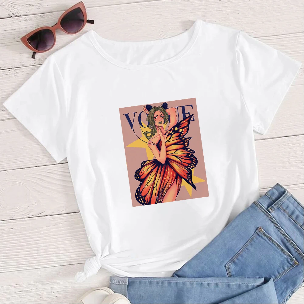 

T Shirts Women Vogue Streetware Hipster Clothes Graphic Tees Normcore Minimalist Summer Top Loose Short Sleeve 2021 Edgy Trend