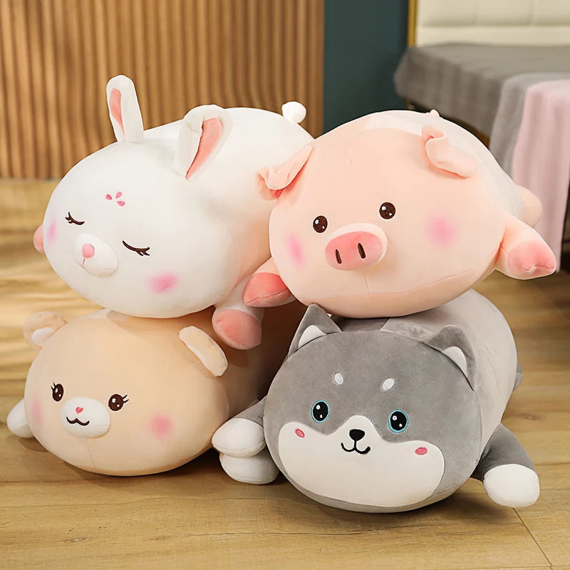 

50/60/80/100cm Long Rabiit&Pig&Husky Pillow Plush Toy Soft Stuffed Animal Cushion for Kids Girls Home Decor Gifts Brinquedos