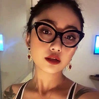 cat eye t shaped retro glasses frame 2021 spectacles vision care gaming flat mirror glasses