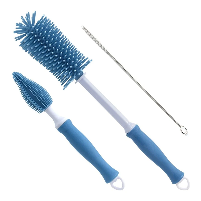 

360° Rotating Silicone Baby Bottle Brush Baby Silicone Cleaning Brush Straw Brush Nipple Cleaning Brush Set