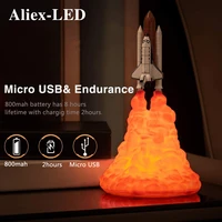 2020 new decorative desk lamp 3d print rocket lamps usb rechargeable for kids moon land space lover bedroom decor night light