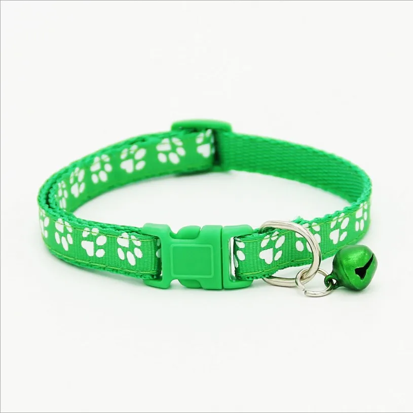 1 PC Lovely Footprint Pet Collar With Bell Buckle Small Dog Puppy Nylon Fabric Cat Kitten Supplies | Дом и сад