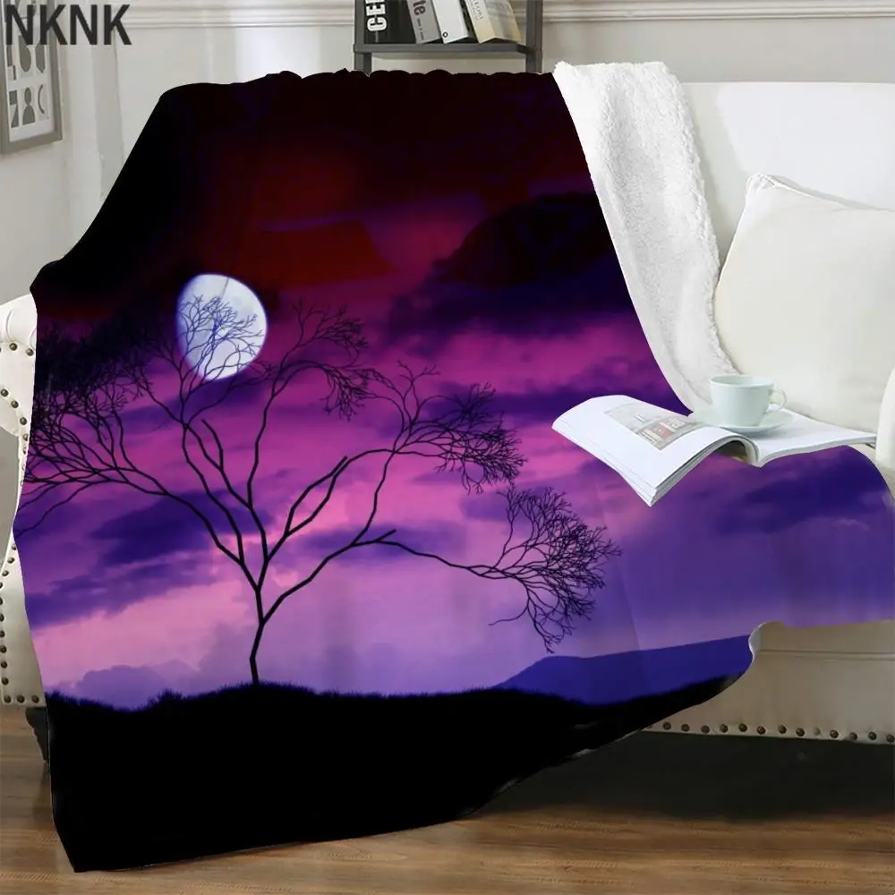 

Одеяло NKNK Brank Sky Moon, тонкое стеганое одеяло с деревьями, плюшевое одеяло, декоративное постельное белье, одеяло Sherpa, модное винтажное прямоуг...
