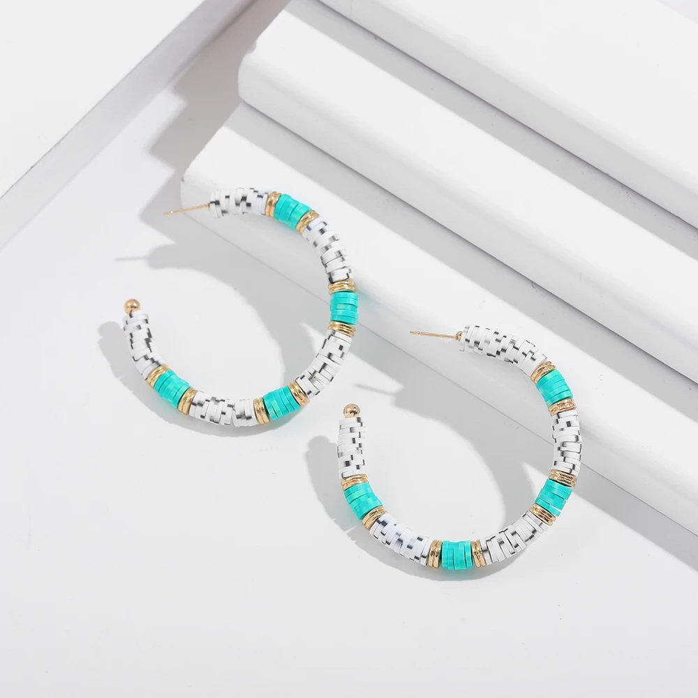 В богемном стиле цветная Полимерная глина Heishi бусинки свисающие серьги для