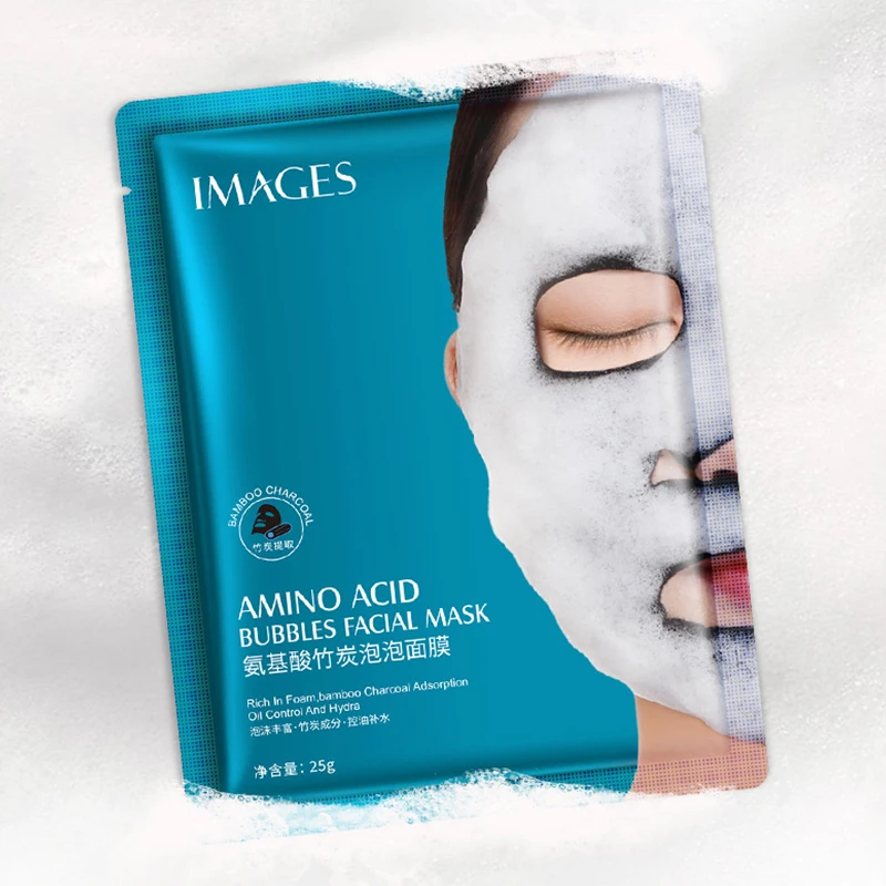

4 Pieces Amino Acid Bamboo Charcoal Bubble Mask Moisturizing Bubble Mask Shrink Pores Clean Blackhead Oil-control