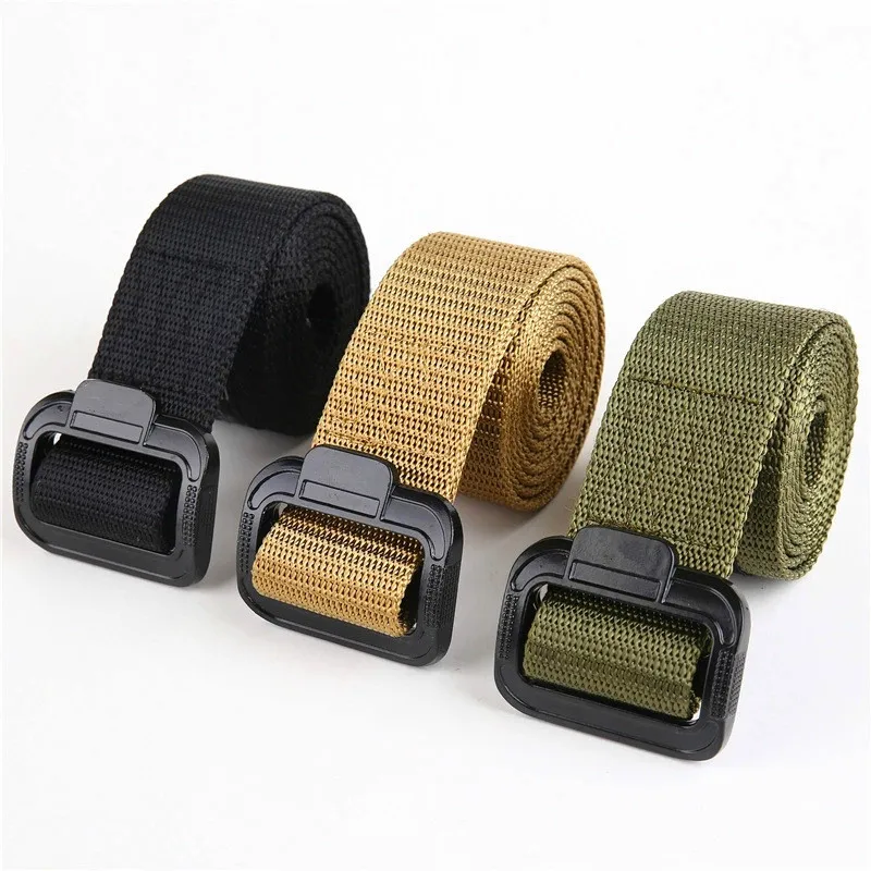 Fashion Man Belt  Plastic Button Prevent Metal Allergy Pure Color Outdoors Canvas Waistband Girdle Man Accessory Holiday Gift