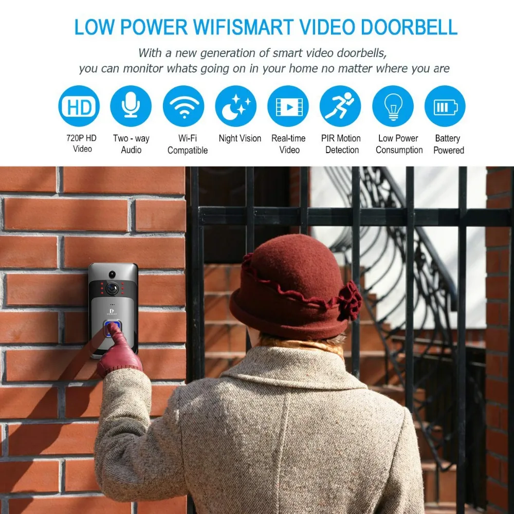 Pripaso 720P Deurbel Wifi дверной звонок камера Умный Звонок домашняя сигнализация