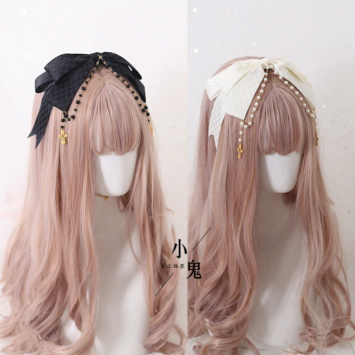 

Lolita Headband Headdress Gorgeous Cross Bow Bead Necklace KC Compatible Angel Handle Angel Book