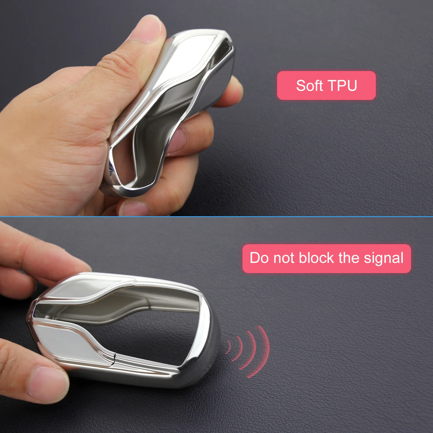 

Car Key Case Cover Protector Fob For Maserati Levante Quattroporte Ghibli Soft TPU Silver