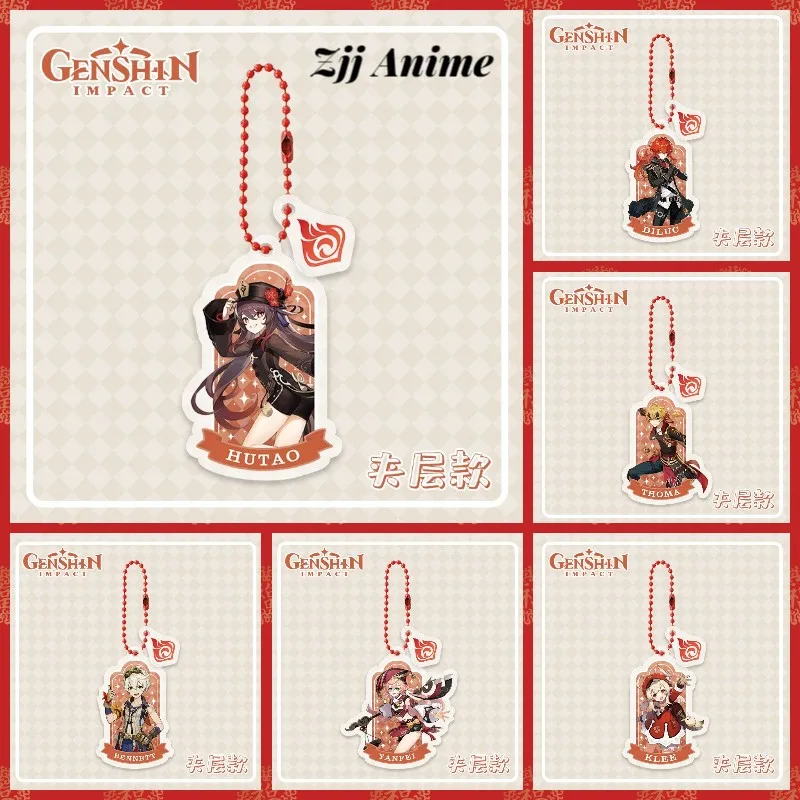 

Genshin Impact Amber HuTao Diluc Klee Thoma Yanfei Acrylic Keychain Cartoon Cosplay Key Chains Pendant Props Accessories Keyring