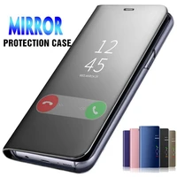 luxury mirror flip phone case for huawei p30 pro p20 p40 pro mate 40 30 pro honor 20 30 pro stand flip leather cover