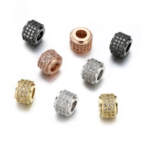 cz crystal spacer beads copper charm round tube wheel beads for bracelet necklace jewelry making diy findings wholesale
