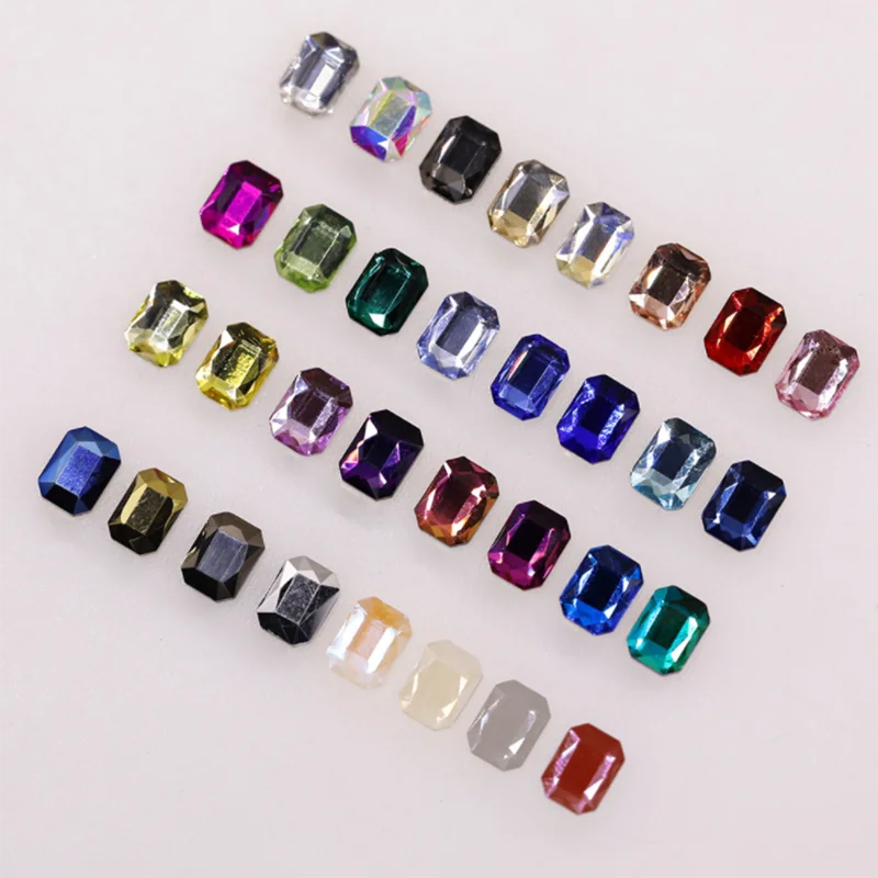 

20pcs Nail Rhinestones Rectangle Flat Back Crystal Shiny 3D Strass Gem Stone Manicure Nail Art Decoration Jewelry