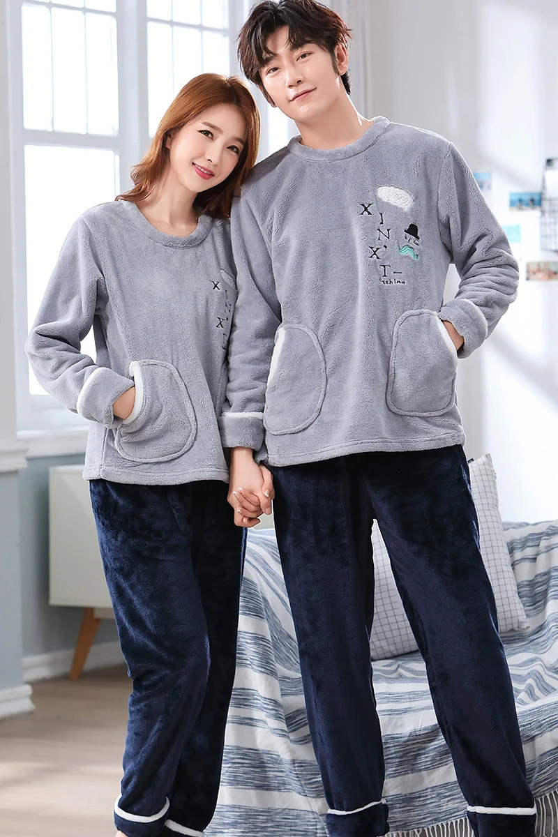 Новинка 2019 пижамы для молодых влюбленных теплая фланелевая женская пижама с