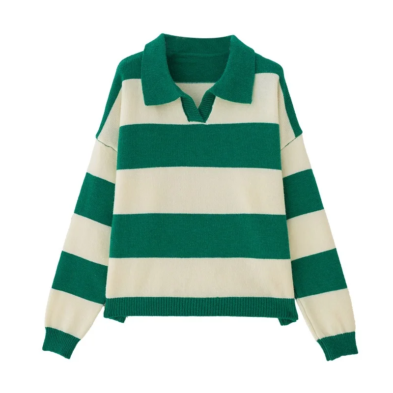 

Striped Loose Style Warm Sweater for Women Autumn and Winter 2021 Newest Korean Fashion Casual Sweater Coat Tops Women 2021