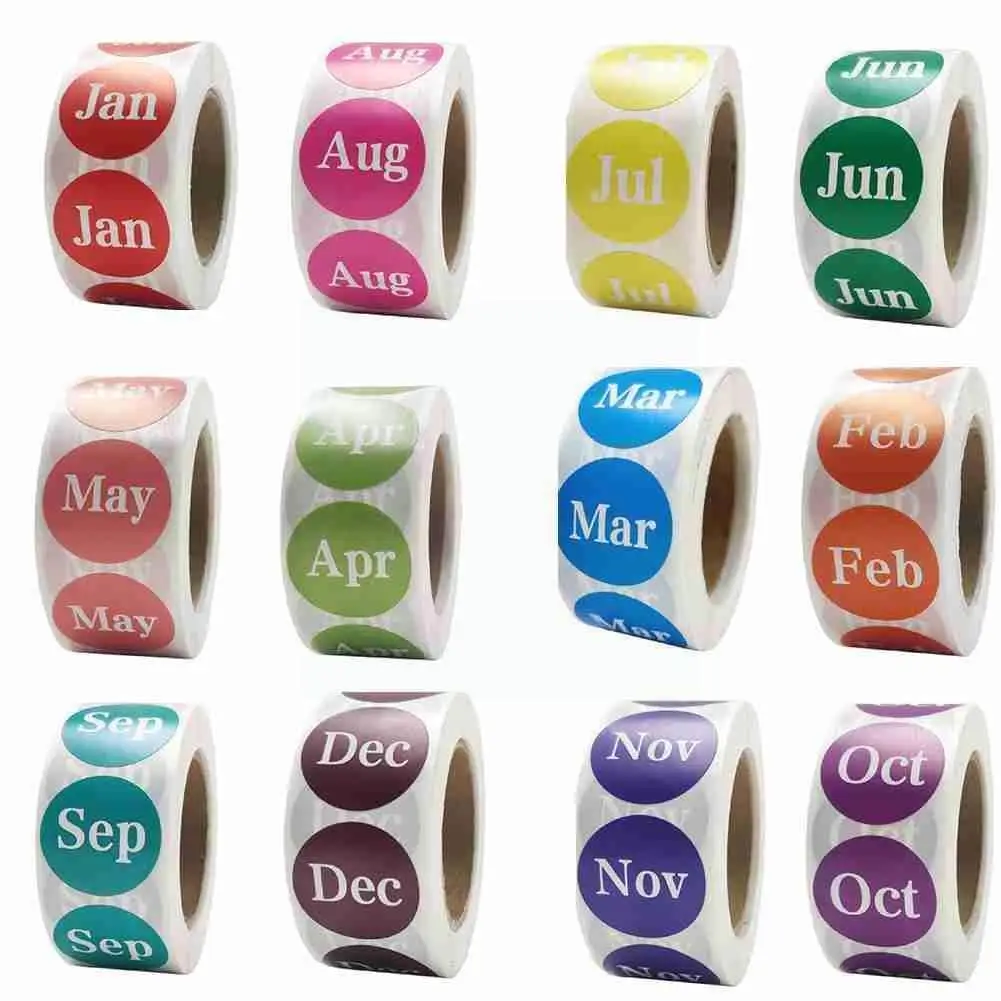 

Month Label Sticker 1 Inch Round Sticker Roll With 12 Colors H7t3