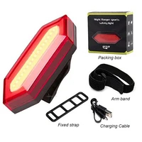 usb charging bicycle tail light with armstrap cob super bright mountain bike rear light night cycling backpack helmets lamps
