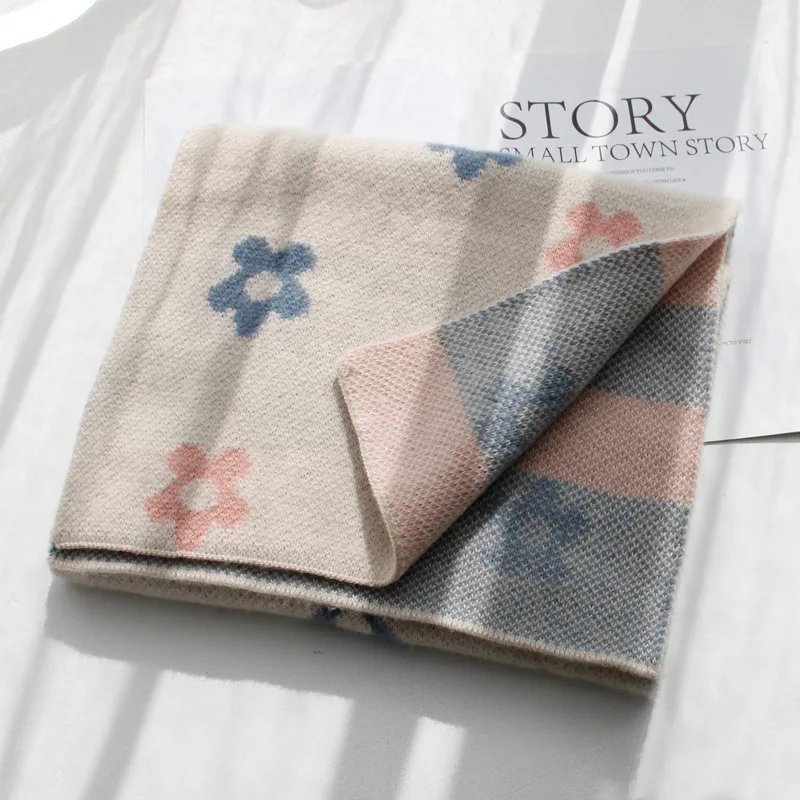 Женский вязаный цветочный шарф корейский теплый шерстяной для японских учеников