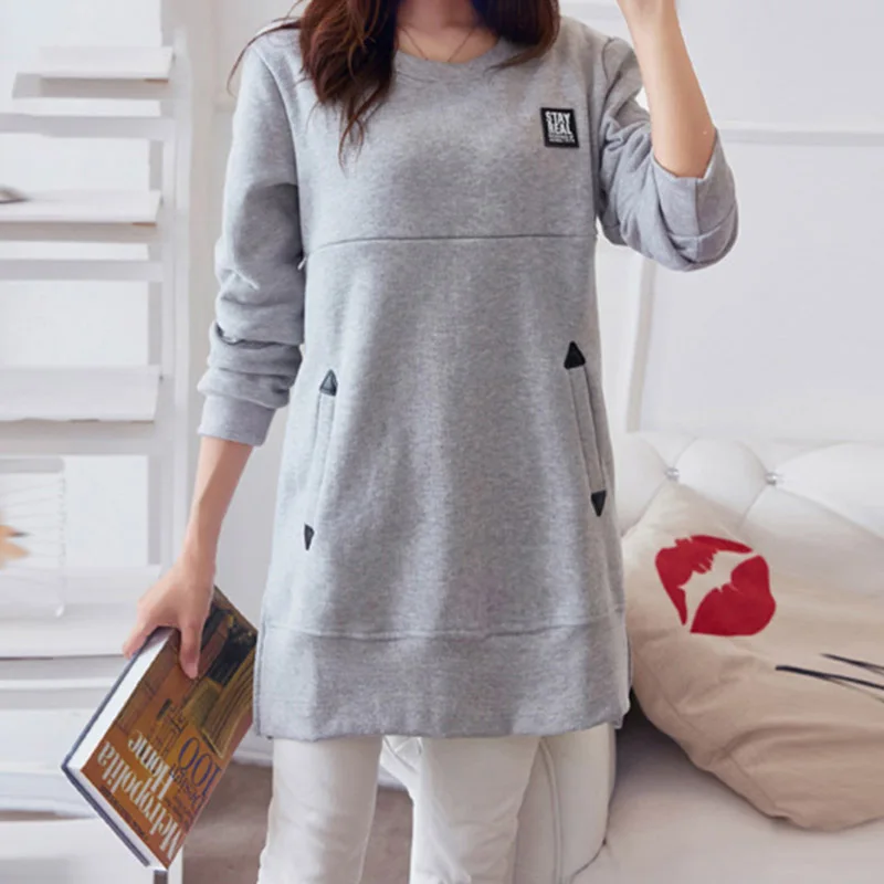 Свободная футболка для беременных топы грудного вскармливания с карманами