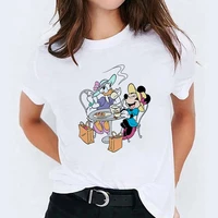 minnie and daisy tea party disney printing women t shirt white top clothes casual outdoor style tee shirt female harajuku tshirt