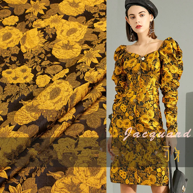 Новый 1 метр Золотой 3D цветок жаккардовая парча ткань Африканское кружево