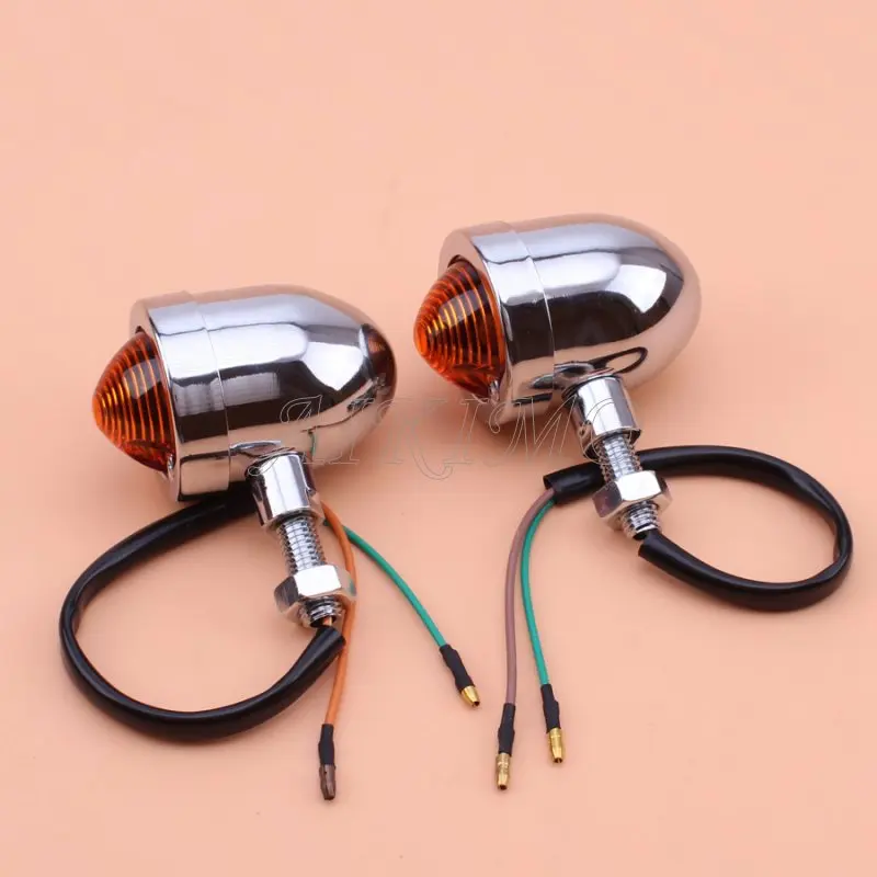 1 пара хромированных металлических указателей поворота желтые огни лампа в стиле