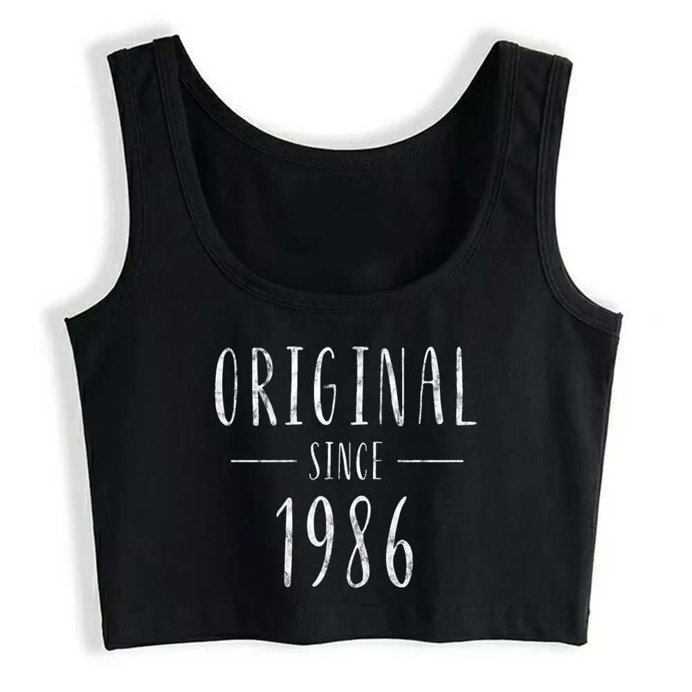 

Crop Top Women Original Since 1986 Distressed Born In 1986 Harajuku Tank Top Women Anime Women Clothes