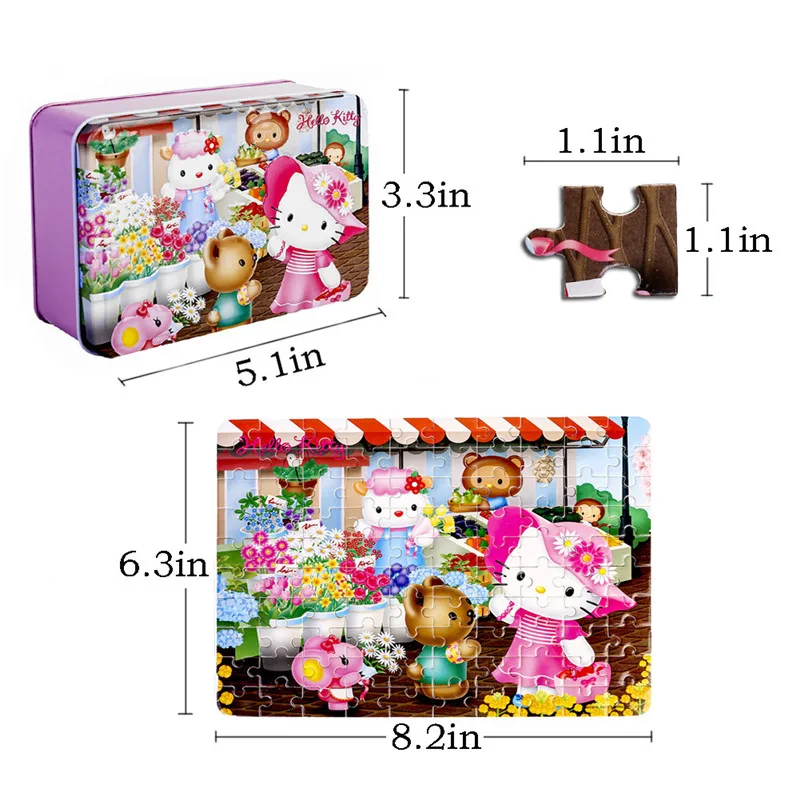 Hello kitty 100 частей головоломки для детей 4-8 для детей Обучающие Развивающие головоломки игрушки
