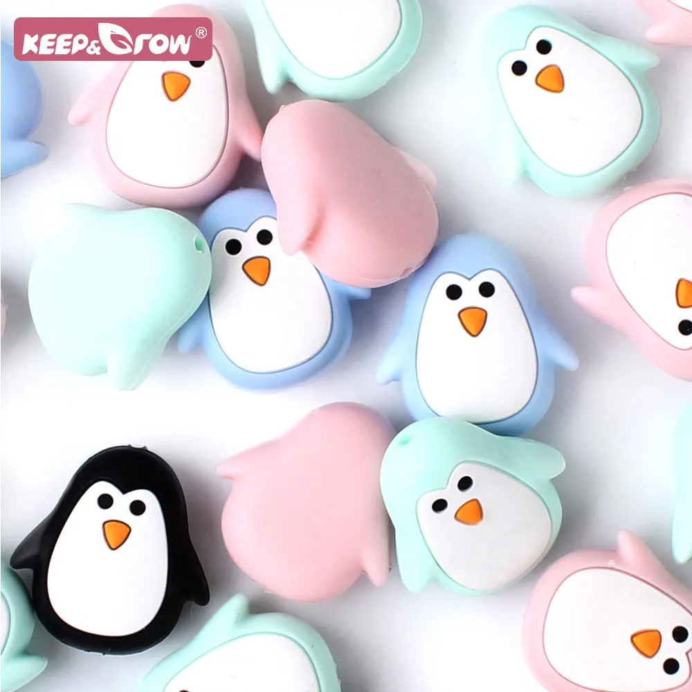 4pcs Silicone Baby Beads Food Grade Mini Penguin Dummy Pacifier clip Making Necklace BPA Free Silicone Teething Teether Bead