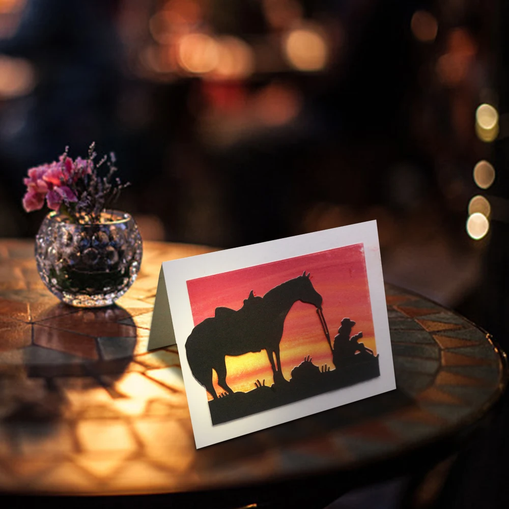 Металлические Вырубные штампы старый человек и лошадь для рукоделия