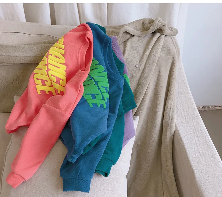 Толстовка для мальчиков и девочек с буквенным принтом хлопковые топы длинными