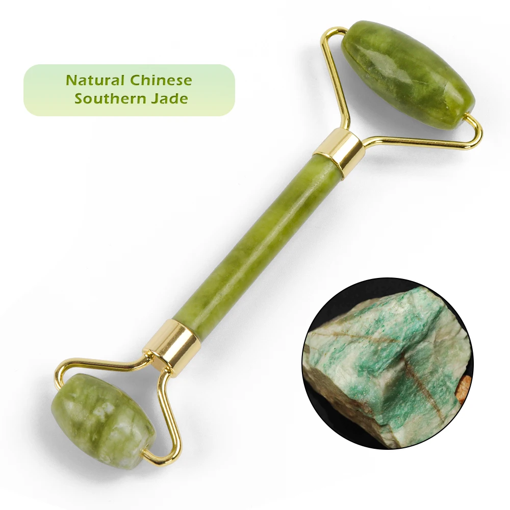 Southern jade Многоцветный роликовый массажер для похудения, инструмент для лифтинга, натуральный нефрит, массажный ролик для лица, камень, массаж кожи, набор для ухода за кожей - Цвет: Southern jade