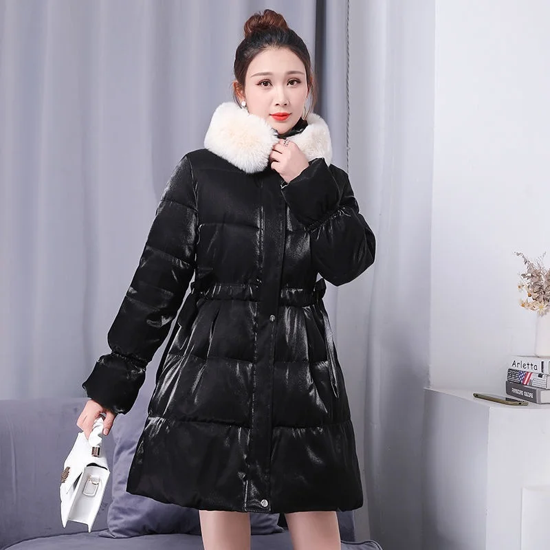 

2021 зимняя одежда, парки, женское утепленное теплое пальто, куртки с меховым воротником, Женская Стеганая куртка, верхняя одежда X655