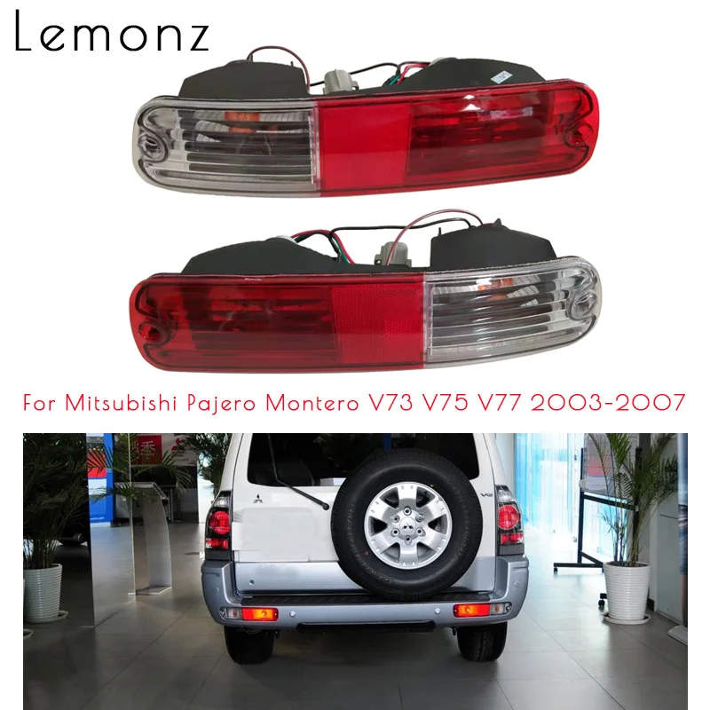 Luz de parachoques trasero para coche Mitsubishi, lámpara de señal reflectora con bombilla, para Pajero, Montero, V73, V75, V77, 2003, 2004, 2005, 2006, 2007