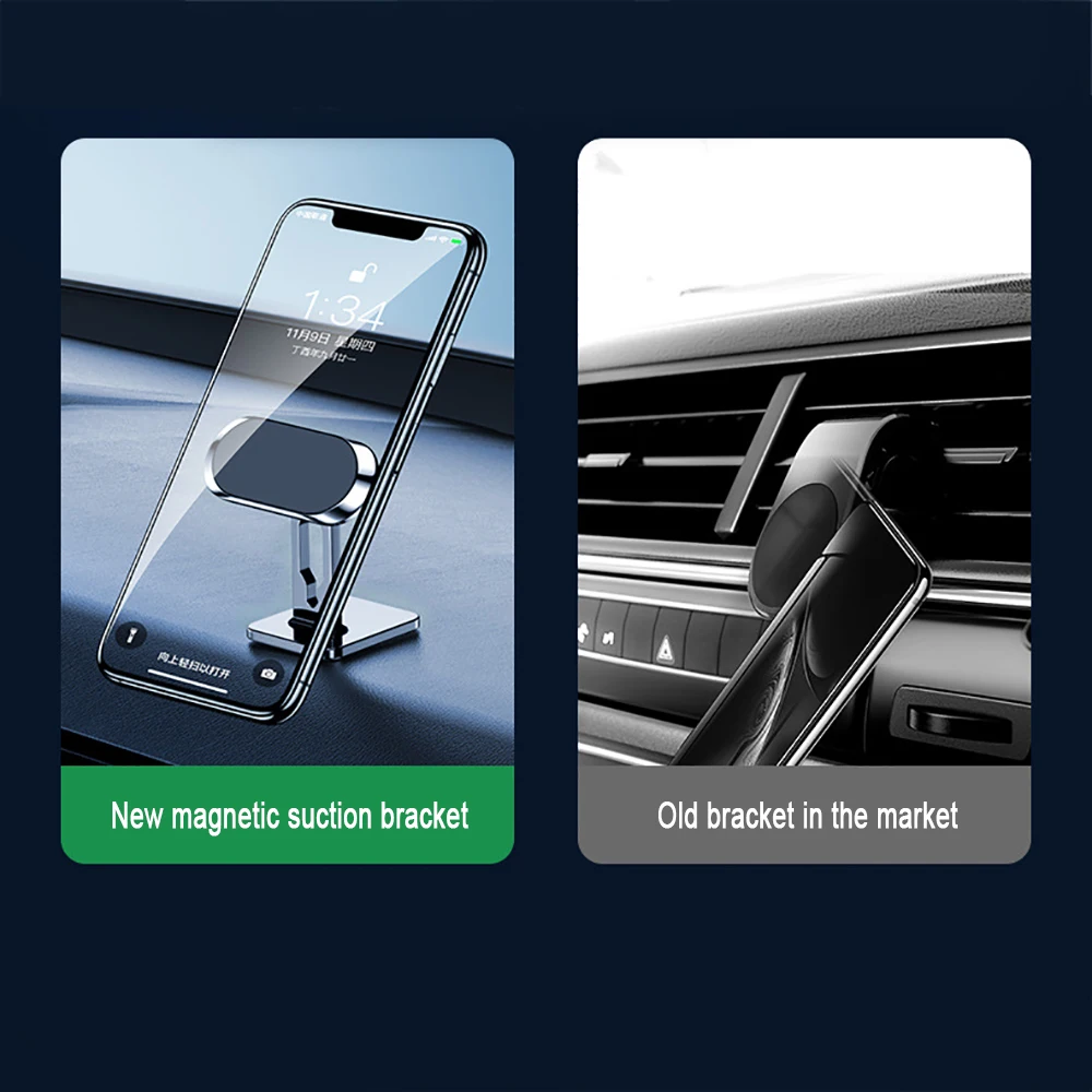 

Raxfly Magnetic Car Phone Holder 360 Metal Magnet Phone Stand GPS Car Mount For iphone Samsung Xiaomi Mobile Phone Holder in car