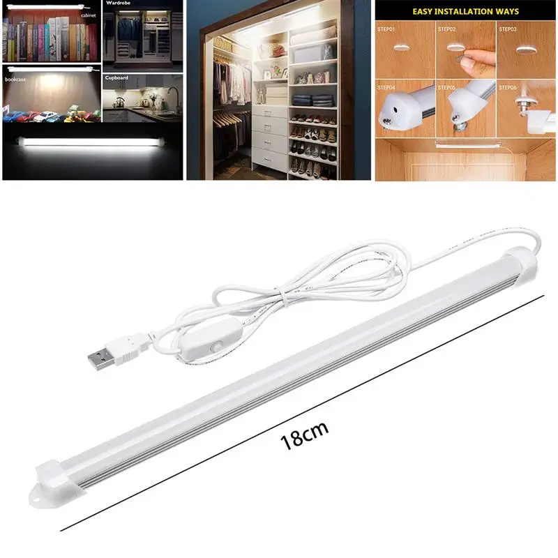 

5V LED Under Cabinet Light Closet Light USB Rechargeable Strip Kitchen Night Lamp For Closet Drawer Cupboard