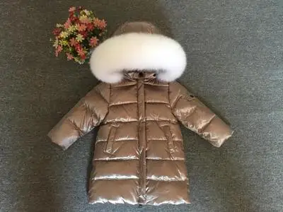 color 18 fox fur Утепленные парки с натуральным енотовым мехом для мальчиков и девочек на температуру до-30 градусов, для русской зимы длинное пуховое пальто 90, куртка пальто, одежда для маленьких детей - Цвет: color 18 fox fur