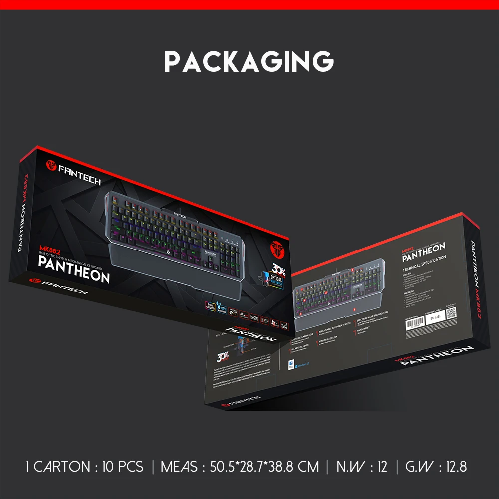 Механическая клавиатура FANTECH MK882 RGB игровая полноклавишная Водонепроницаемая без