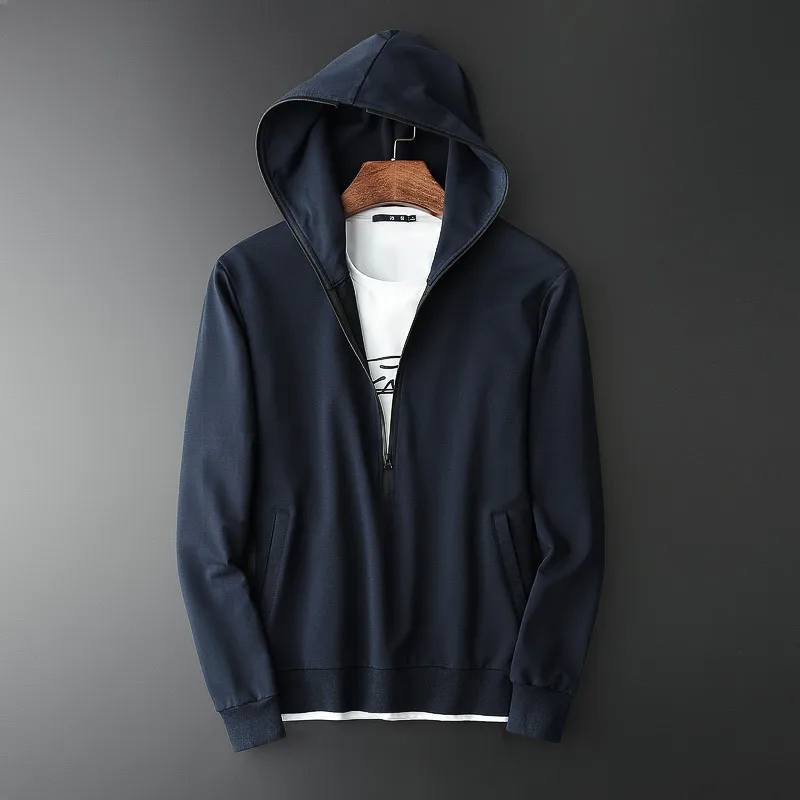 

Новая классическая мужская куртка на молнии с капюшоном, весна-осень, высококачественные облегающие простые тонкие повседневные мужские к...