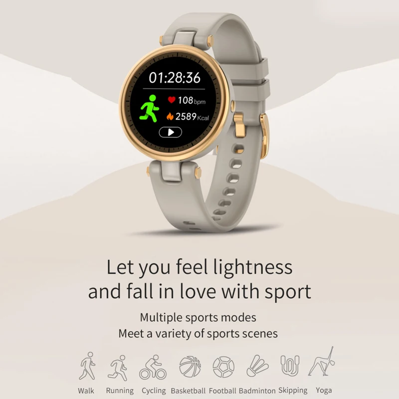 

1pc New QR01 Smart Watch Lady Sport Smartwatch Heart Rate Blood Oxygen Monitor Women Girls Wristwatch For Android IOS