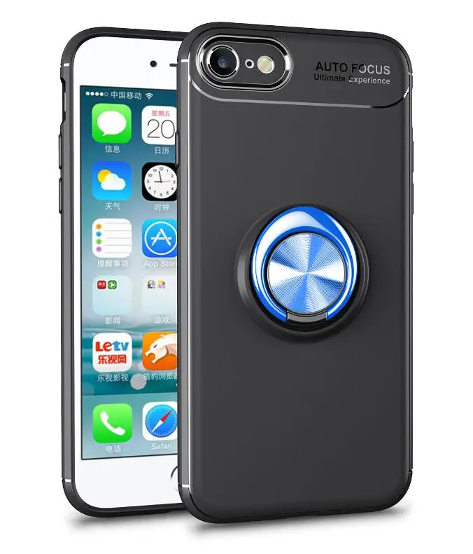 Чехол для iPhone 11 Pro XR XS 5 6 7 8 X ТПУ Скрытая подставка с автомобильным магнитом чехол для Apple iPhone 6 7 8 Plus XS MAX чехол Fundas - Цвет: Black Blue