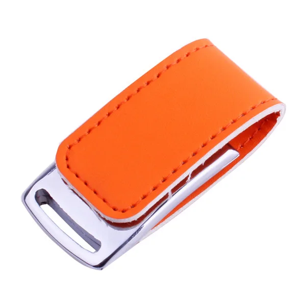 JASTER металлический USB флэш-накопитель, кожа и металл брелок Флешка Мода creativo USB 2,0 64 ГБ 32 ГБ 16 ГБ 8 ГБ 4 ГБ U диск - Цвет: Orange
