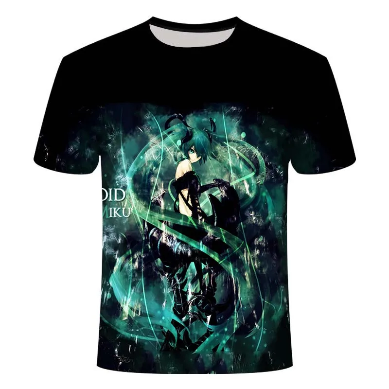 Лето 2020 новая футболка с короткими рукавами Милая 3D принтом Hatsune Miku для девочек