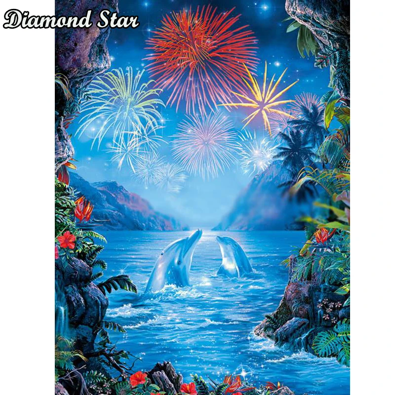 

Full Square Diamond 5D DIY Diamond Painting dolphin Embroidery Cross Stitch Rhinestone Mosaic Painting Decor Gift