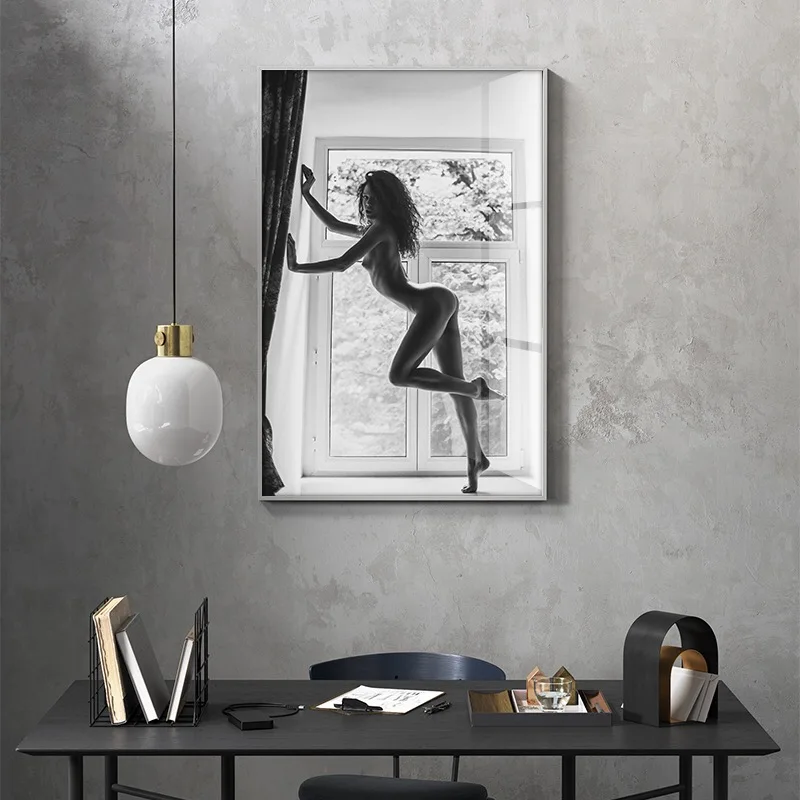 Модная Настенная картина черно-белая подводная Женская печать сексуальный