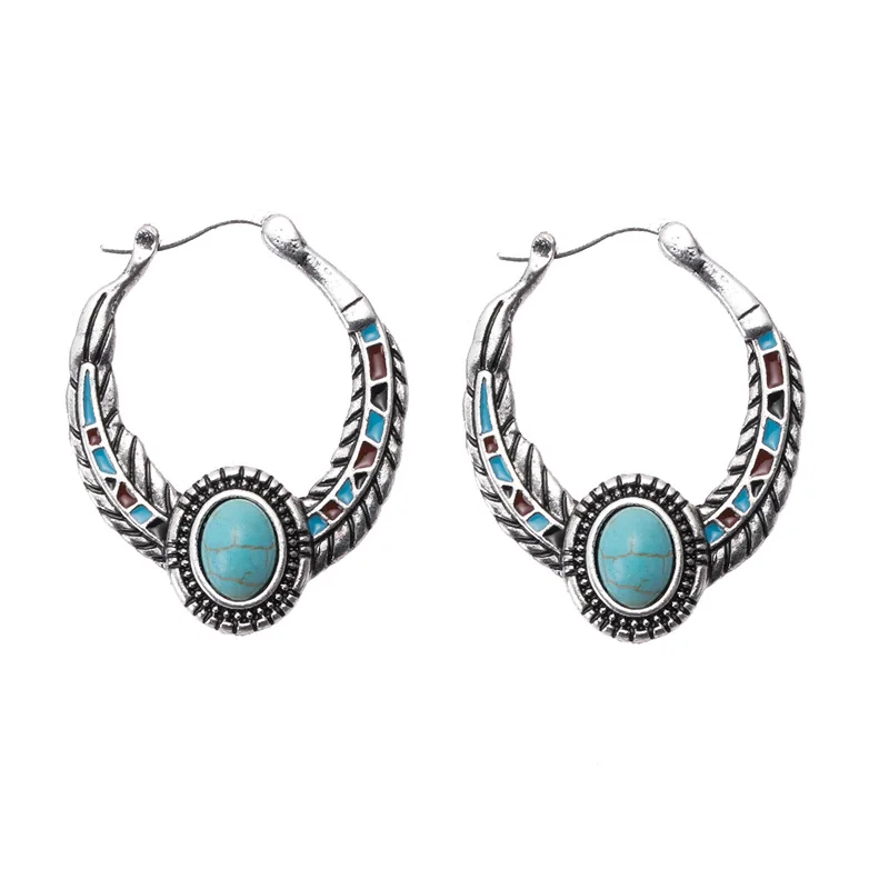 SHUANGR Boho Этнические каучук зеленого цвета Камень Висячие серьги для женщин Индийский Племенной Винтаж Серьги pendientes mujer moda - Окраска металла: S07307