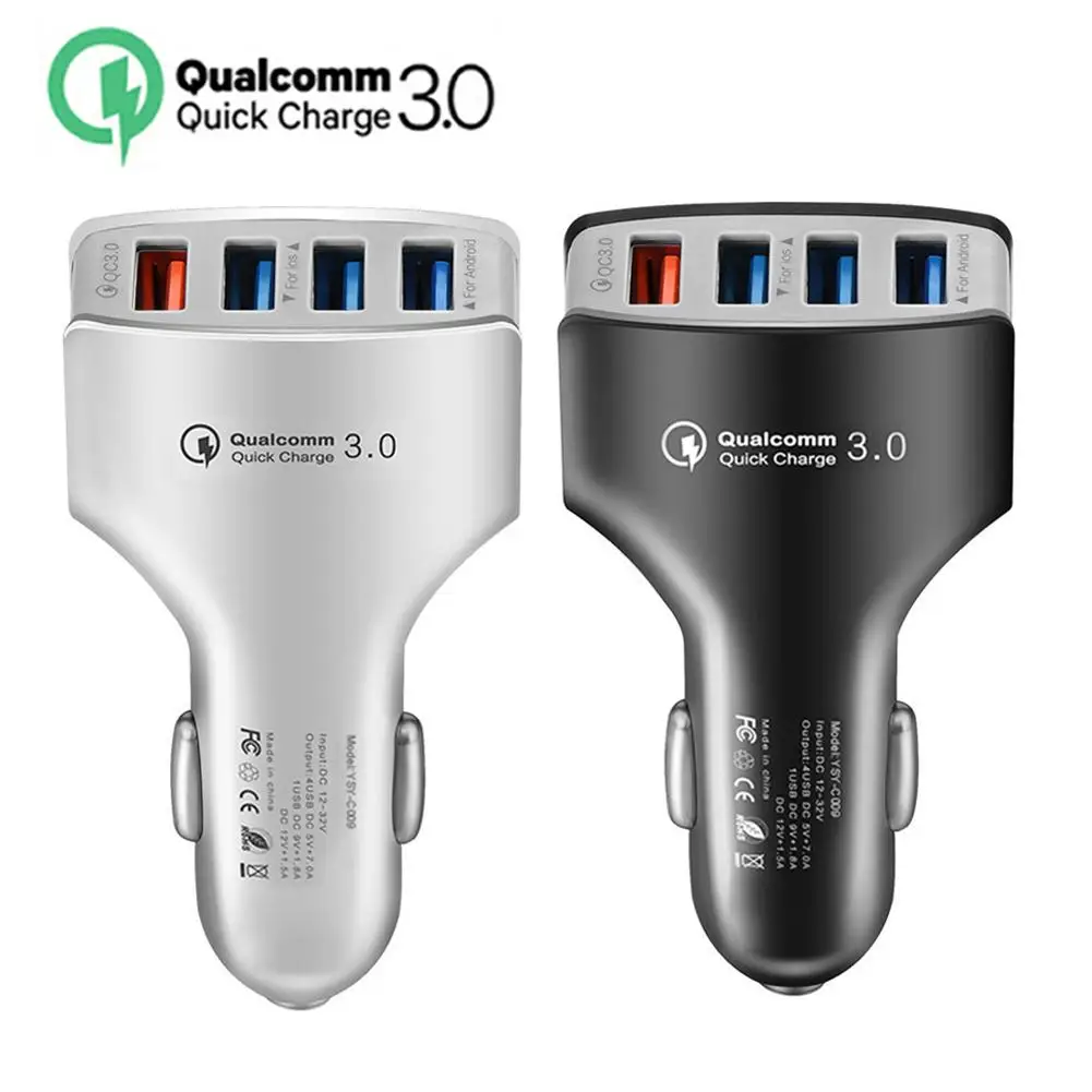 

4 USB Ports QC3.0 Smartphone Car Vehicle Charger Quick Charging Power Adapter