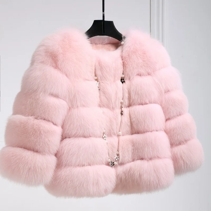 

Women Clothing 2021 Winter Fashion Faux Fur Coat Solid Thick Warm Outwear Artificial Fur Jacket Female Coats PLUS SIZE Y310