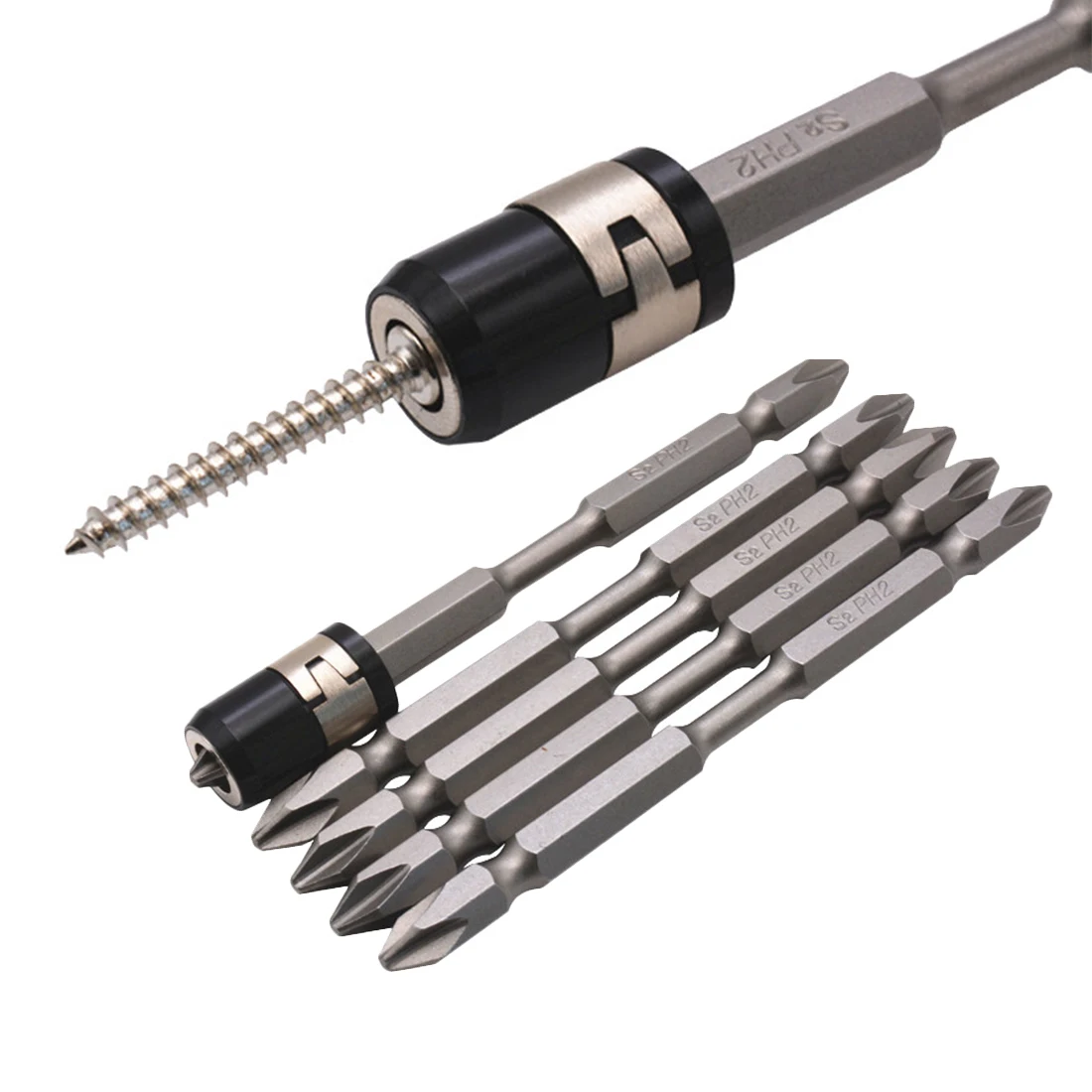 

S2 100mm 6pcs Electric Screwdrivers Phillips Driver Steel Double Head 1/4 Hex Shank With Magnetizer Ring Screwdriver Bits Set