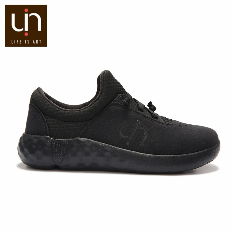 Chic Black Серия UIN Benasque, брендовые черные кроссовки для женщин/мужчин, спортивная обувь из микрофибры, повседневная легкая прогулочная обувь - Цвет: Chic Black